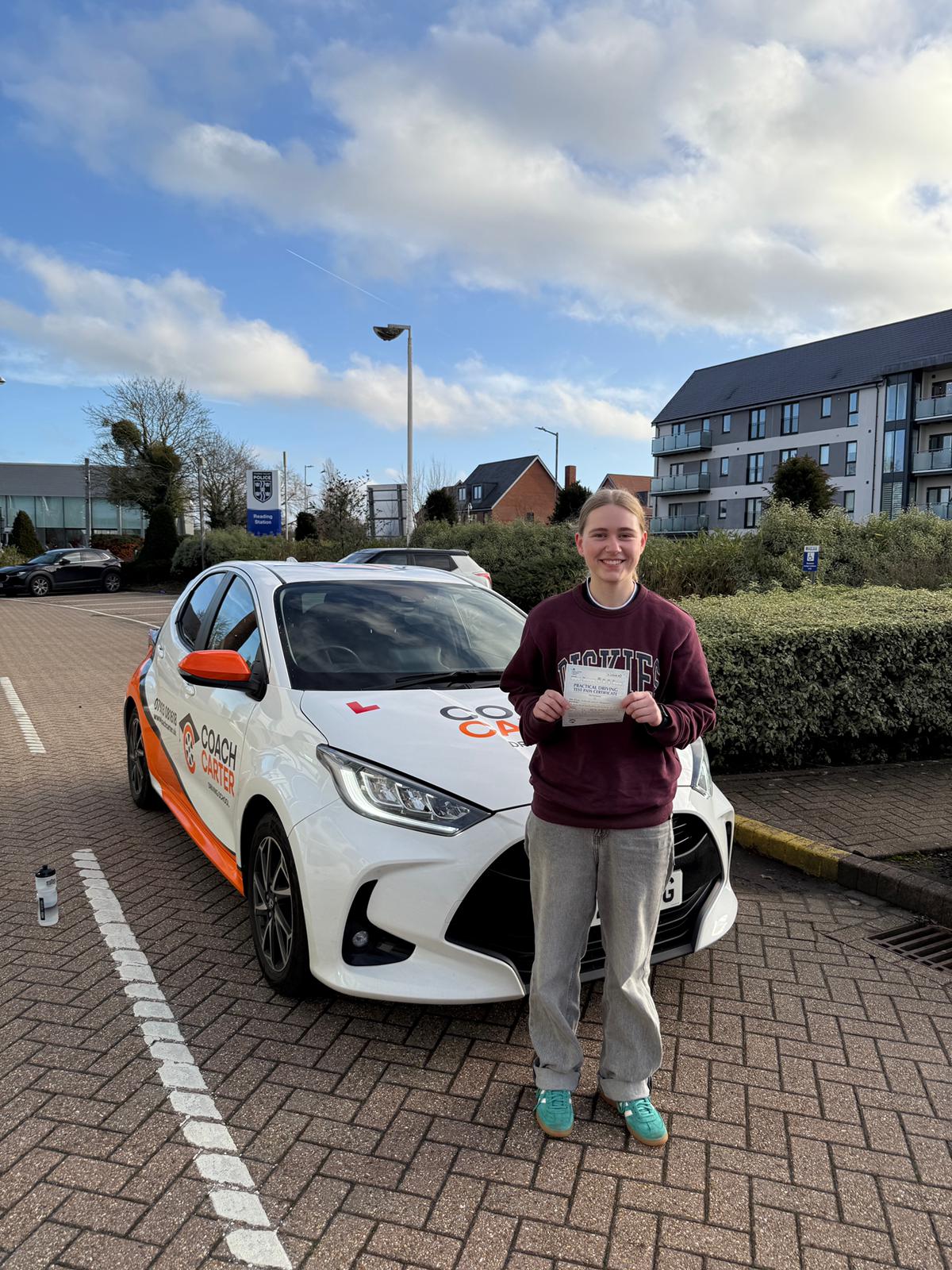 Evie after passing her driving test